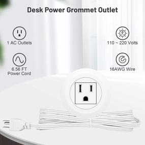 img 3 attached to Enhance Your Workspace With Mini Desktop Power Hub Grommet - Compact Design With 1 US Standard Outlet And 6.56 FT Extension Cord For Desk Or Nightstands