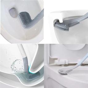 img 2 attached to 🚽 Removable Silicone Toilet Brush with Holder - No More Dead Ends, Non-Glaze Damage Cleaning Solution, Household Brush for Bathroom, Toilet, RV