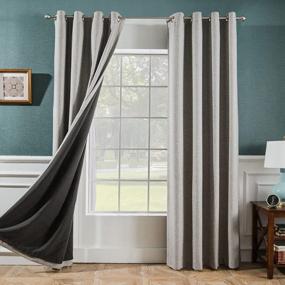 img 3 attached to Grey Thermal Insulated Blackout Curtains - Melodieux 52X84 Inch Linen Textured Window Drapes (2 Panels)