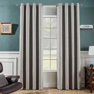 grey thermal insulated blackout curtains - melodieux 52x84 inch linen textured window drapes (2 panels) логотип