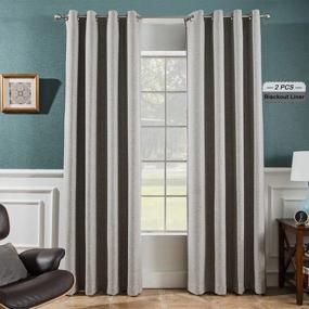 img 4 attached to Grey Thermal Insulated Blackout Curtains - Melodieux 52X84 Inch Linen Textured Window Drapes (2 Panels)