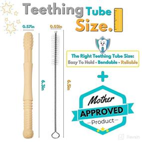 img 1 attached to 👶 4-Pack Soft Hollow Silicone Teething Tubes for Babies - Includes Cleaning Brush, Soothing Teether & Flexible Teething Stick Toy for Infants & Toddlers - 100% Safe for Girls & Boys