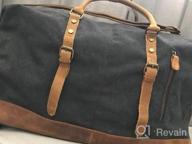 img 1 attached to 50L Rolling Duffel Bag With Leather Trim And Canvas Wheels - Kattee Luggage Travel Bag review by Angela Sanford