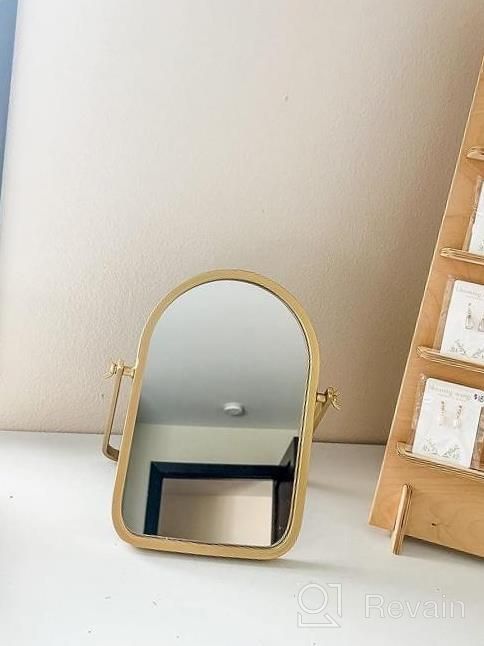 img 1 attached to Get Ready In Style With Geloo'S Vintage Vanity Table Mirror-Desk Makeup Mirror - 360 Adjustable Rotation For Any Room Décor - Antique 11.8'' X 7.8'' review by Becky Gilbert