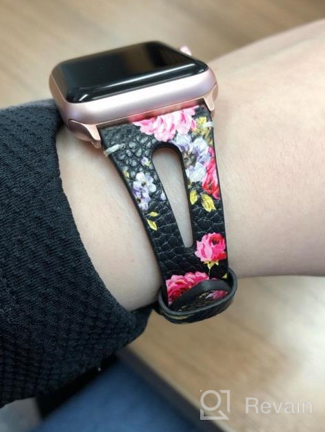 img 1 attached to Secbolt Leather Bands Compatible With Apple Watch Band 38Mm 40Mm 41Mm Iwatch SE Series 8 7 6 5 4 3 2 1, Slim Strap With Breathable Hole Replacement Wristband Women review by Nikki May