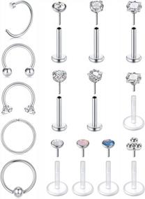img 4 attached to Stylish MODRSA Tragus Piercing Jewelry For Women - Helix, Flat Back, And Forward Helix Earrings, Cartilage And Medusa Piercing Jewelry, Lip Rings - 16G