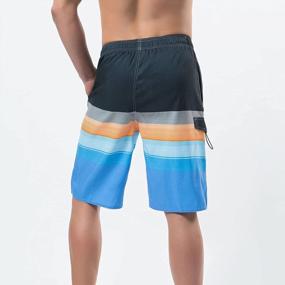img 2 attached to Get Ready To Dive Into Summer With YnimioAOX Men'S Colorful Stripe Swim Trunks - Quick Dry Board Shorts