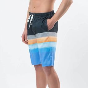 img 3 attached to Get Ready To Dive Into Summer With YnimioAOX Men'S Colorful Stripe Swim Trunks - Quick Dry Board Shorts