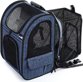 img 4 attached to 🐱 Expandable Cat and Dog Backpack Carrier with Breathable Mesh - Ideal for Small Pets up to 18 lbs - Great for Hiking, Travel, and Camping