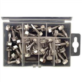 img 2 attached to 30-Pack Of #14 X 3/4'' Stainless Steel Self-Drilling Screws With Hex Washer Head And Self-Tapping Ability - Made Of Durable 410 Stainless Steel With Hex-Unslotted Drive Design