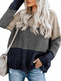 img 4 attached to Women'S Chunky Cable Knit Crewneck Sweater Jumper Top - Long Sleeve Oversized Pullover