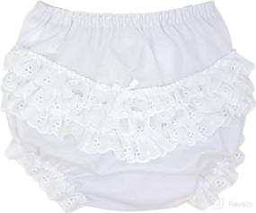 img 2 attached to 👶 I.C. Collections Baby Girls White Batiste Ruffled Diaper Cover Bloomers