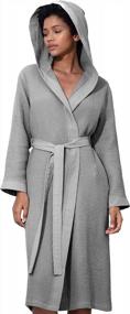 img 4 attached to Indulge In Luxury With Women'S Waffle Hooded Robe – Soft, Lightweight Spa Sleepwear With Piping
