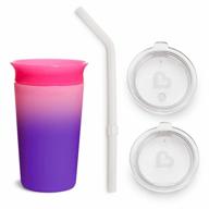 munchkin miracle 360: color changing sippy cup set - pink, 9 oz, with 3pc straw lid logo