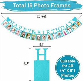 img 1 attached to Pre-Assembled Blue Sweet 16 Photo Banner With Sixteen Card Frames For Girls - Happy 16Th Birthday Decorations And Party Supplies With '16' Signs Included