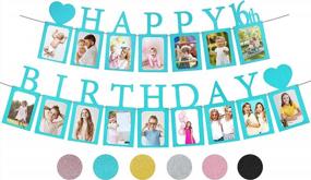 img 4 attached to Pre-Assembled Blue Sweet 16 Photo Banner With Sixteen Card Frames For Girls - Happy 16Th Birthday Decorations And Party Supplies With '16' Signs Included