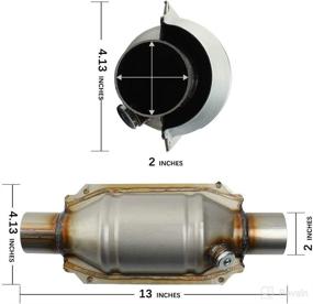 img 2 attached to 🚘 MAYASAF 2" Inlet/Outlet Universal Catalytic Converter with O2 Port & Heat Shield - Get EPA Compliant Performance