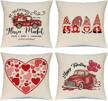 set of 4 valentine's day heart and love pillow covers - 18x18 inches, perfect for home, wedding, and party decorations, throw pillows with decorative cushion cases logo