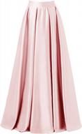 emondora women high waist elastic satin flared swing maxi skirt pleat prom gown logo