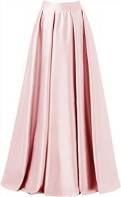 img 4 attached to Emondora Women High Waist Elastic Satin Flared Swing Maxi Skirt Pleat Prom Gown