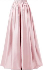 img 3 attached to Emondora Women High Waist Elastic Satin Flared Swing Maxi Skirt Pleat Prom Gown