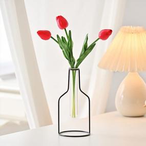 img 2 attached to COCODOR Tulip(3PCS, Red, Artificial) With Metal Wire Vase(Black) Set / Home & Office Décor, Interior Decorations, Party & Wedding, Mother'S Day, Anniversary, Valentine'S Day And Any Occasions