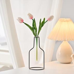 img 3 attached to COCODOR Tulip(3PCS, Red, Artificial) With Metal Wire Vase(Black) Set / Home & Office Décor, Interior Decorations, Party & Wedding, Mother'S Day, Anniversary, Valentine'S Day And Any Occasions