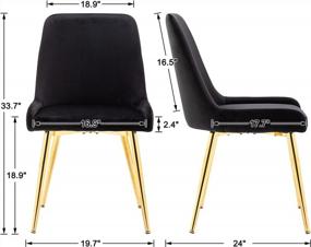 img 2 attached to Mid Century Modern Velvet Dining Chairs With Golden Legs, Set Of 2 - Black For Kitchen & Dining Room Guest Room Restaurant