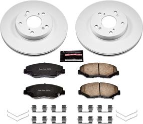 img 1 attached to 🚗 Power Stop CRK1043: Premium Coated Brake Rotor & Ceramic Brake Pads - Front Set