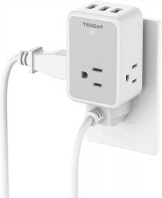 img 4 attached to TESSAN Multi Plug Outlet Splitter с 3 USB-портами и 3 электрическими розетками, 1875 Вт, 15 А, настенный расширитель без защиты от перенапряжения - компактные аксессуары для путешествий и круизов, обязательные для использования