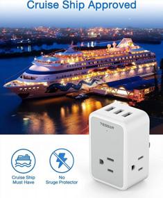 img 3 attached to TESSAN Multi Plug Outlet Splitter With 3 USB Ports And 3 Electrical Outlets, 1875W 15A Non Surge Protector Wall Expander - Compact Travel And Cruise Accessories Must-Have