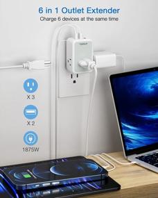 img 1 attached to TESSAN Multi Plug Outlet Splitter With 3 USB Ports And 3 Electrical Outlets, 1875W 15A Non Surge Protector Wall Expander - Compact Travel And Cruise Accessories Must-Have