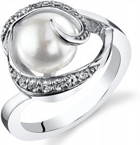 img 4 attached to Sterling Silver Freshwater Cultured Pearl Swirl Ring, 8.5Mm Round Button Shape Comfort Fit Sizes 5-9