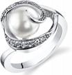 sterling silver freshwater cultured pearl swirl ring, 8.5mm round button shape comfort fit sizes 5-9 logo