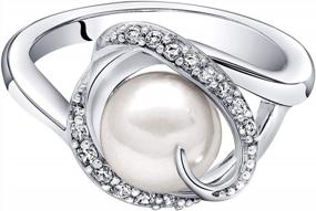 img 3 attached to Sterling Silver Freshwater Cultured Pearl Swirl Ring, 8.5Mm Round Button Shape Comfort Fit Sizes 5-9
