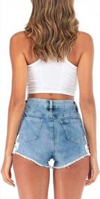 img 2 attached to Lavnis Women'S Denim Shorts Casual Cotton Classic Fit Summer Distressed Jeans Ripped Jean Shorts