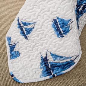 img 2 attached to Ocean-Inspired DriftAway 3 Piece Harbor Quilt Set With Sailboat Print, Navy Queen Size Coverlet For Bedroom, Prewashed For Softness