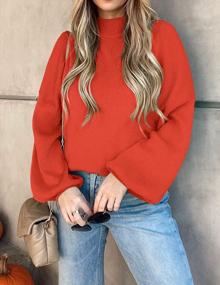 img 3 attached to Women'S Casual Turtleneck Pullover Sweater Jumper Top - Long Lantern Sleeve, Oversized Ribbed Knit