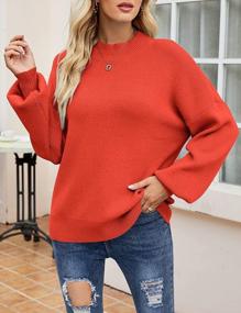 img 2 attached to Women'S Casual Turtleneck Pullover Sweater Jumper Top - Long Lantern Sleeve, Oversized Ribbed Knit
