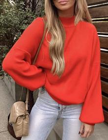 img 1 attached to Women'S Casual Turtleneck Pullover Sweater Jumper Top - Long Lantern Sleeve, Oversized Ribbed Knit
