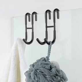 img 4 attached to Black Frameless Glass Shower Door Towel Hooks (2-Pack) By Simtive - Squeegee Hanger For Bathroom Doors.