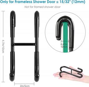 img 2 attached to Black Frameless Glass Shower Door Towel Hooks (2-Pack) By Simtive - Squeegee Hanger For Bathroom Doors.