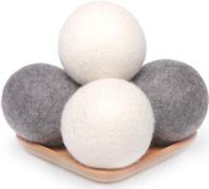 🧺 wool dryer balls 4 pack xl: premium new zealand wool laundry balls for organic softening, safely reduce wrinkles & drying time - white & grey logo