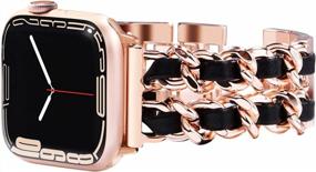 img 4 attached to Bling Rhinestone Metal Link Apple Watch Band For Women - Compatible With Series 1-8 And SE