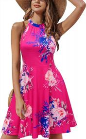 img 3 attached to OUGES Women'S Halter Neck Floral Summer Sundress Casual Dress