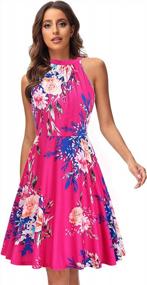 img 2 attached to OUGES Women'S Halter Neck Floral Summer Sundress Casual Dress