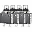4pcs of diyhz 10 amp push button thermal circuit breaker with quick connect terminals and waterproof transparent cap, ideal for 32v dc and 125/250vac 50/60hz manual reset logo