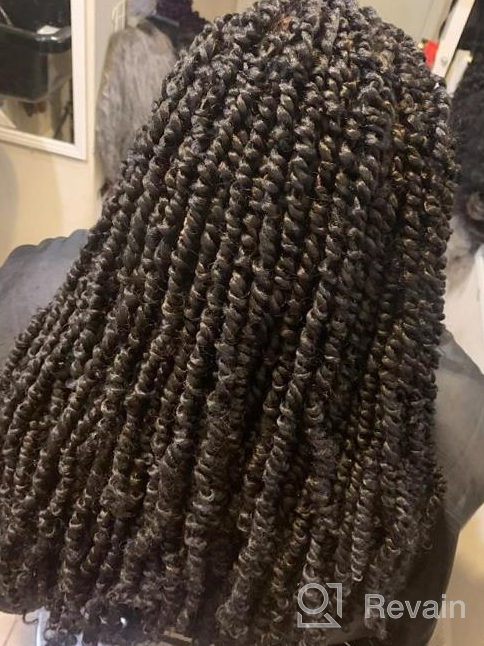 img 1 attached to 4 Packs Pre-Twisted Passion Twists Synthetic Crochet Braids 18 Inch Black Pre-Looped Spring Bomb Crochet Hair Extensions Fiber Fluffy Curly Twist Braiding Hair (1B#, 18 Inch (Pack Of 4)) review by Nigel Morris