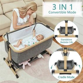 img 3 attached to 👶 AMKE 3-in-1 Baby Bassinet Bedside Sleeper with Storage Basket - Easy Assembly, Adjustable Crib, Safe & Portable Infant Bed - Includes Travel Bag