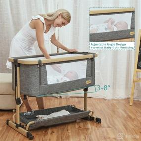 img 1 attached to 👶 AMKE 3-in-1 Baby Bassinet Bedside Sleeper with Storage Basket - Easy Assembly, Adjustable Crib, Safe & Portable Infant Bed - Includes Travel Bag